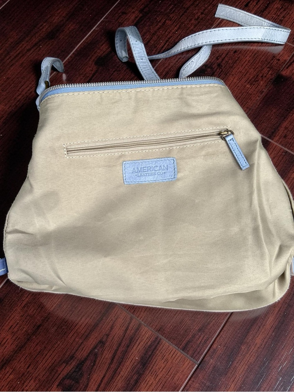 American Leather Co Light Blue Leather Crossbody Shoulder Bag Large - Picture 10 of 12